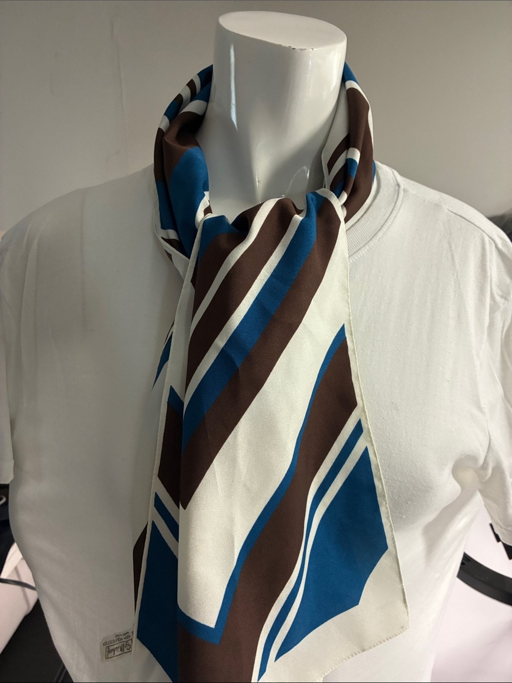 Striped Blue, Brown & Cream Men's Neck Scarf